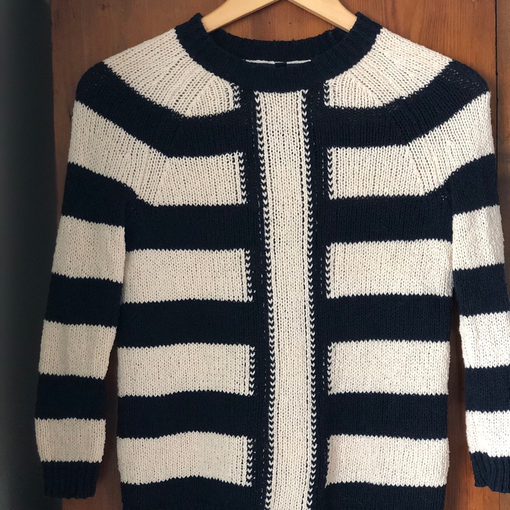 J Crew Striped Cableknit Sweater XXS